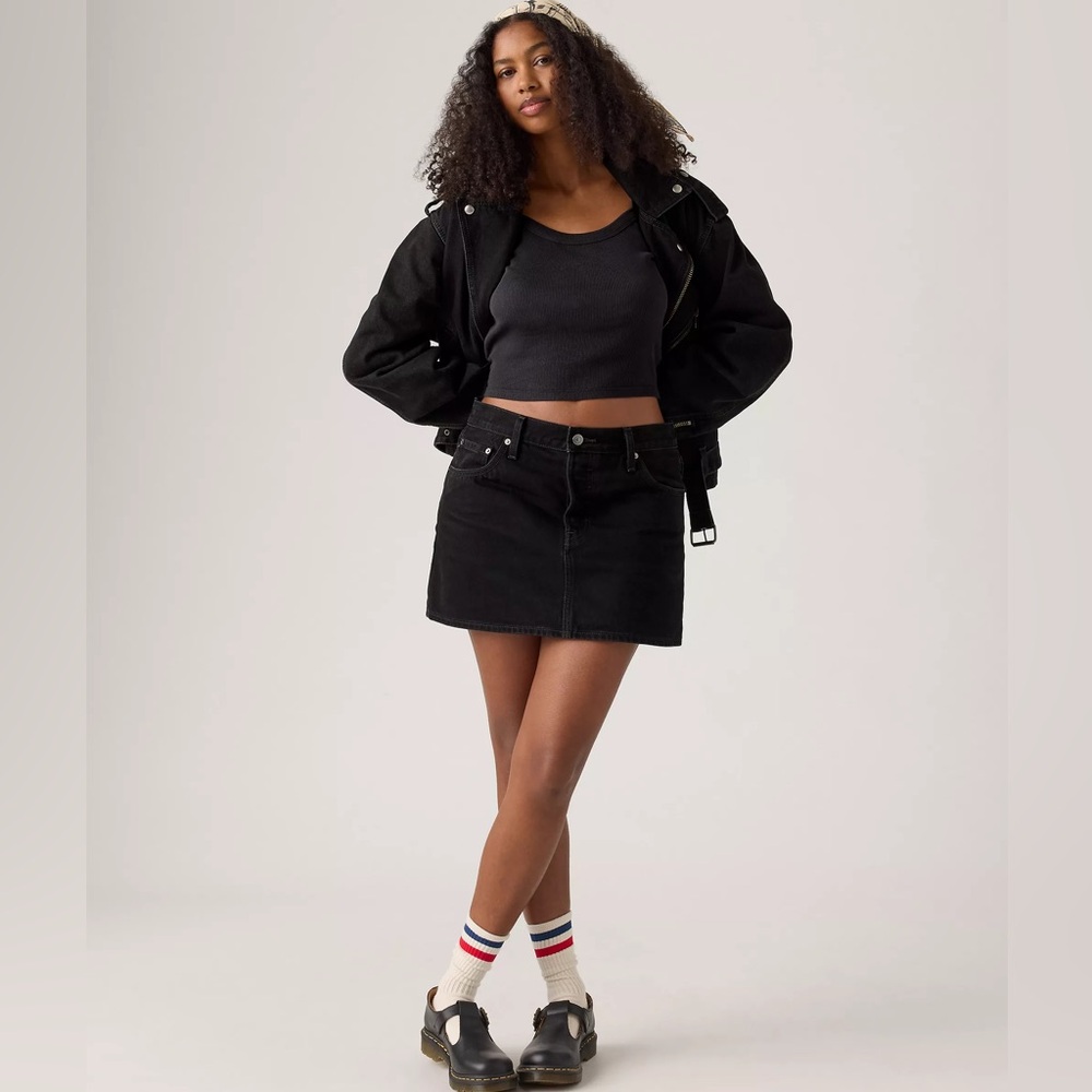 Levi’s Black Denim Button Fly Mini Skirt